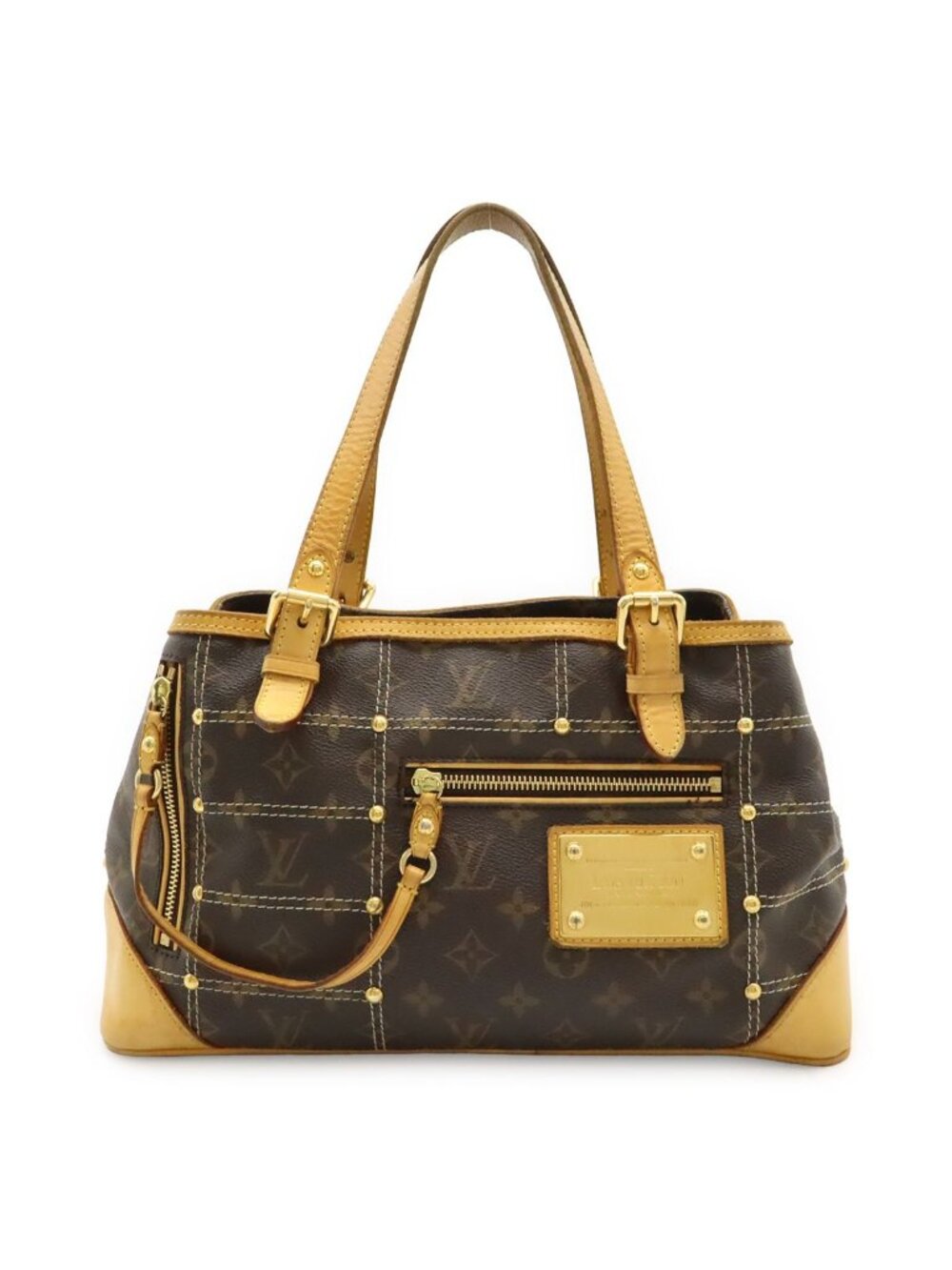Louis Vuitton Monogram Rivet Tote Shoulder Bag Stitch